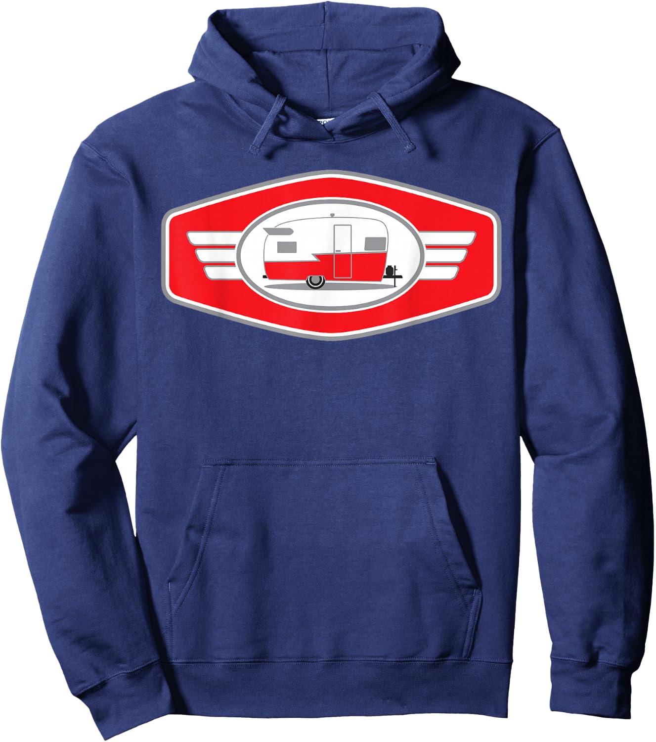 Vintage Shasta Camper Trailer - Red/White Hoodie - Hoodie | Navy