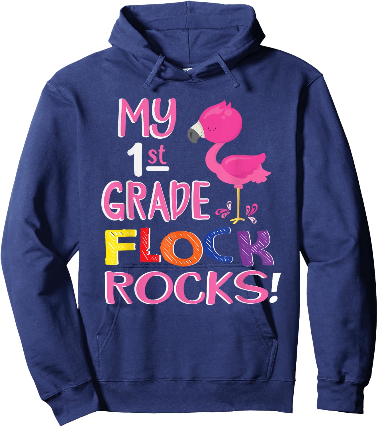 My First Grade Flock Rocks Teacher Hoodie - Hoodie | Navy