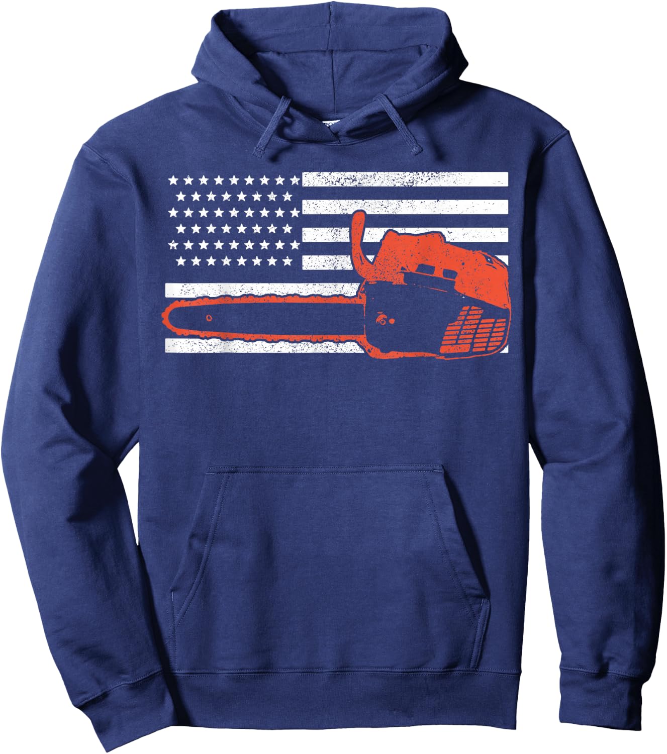 American Flag Lumberjack Chainsaw Gift Hoodie - Hoodie | Navy