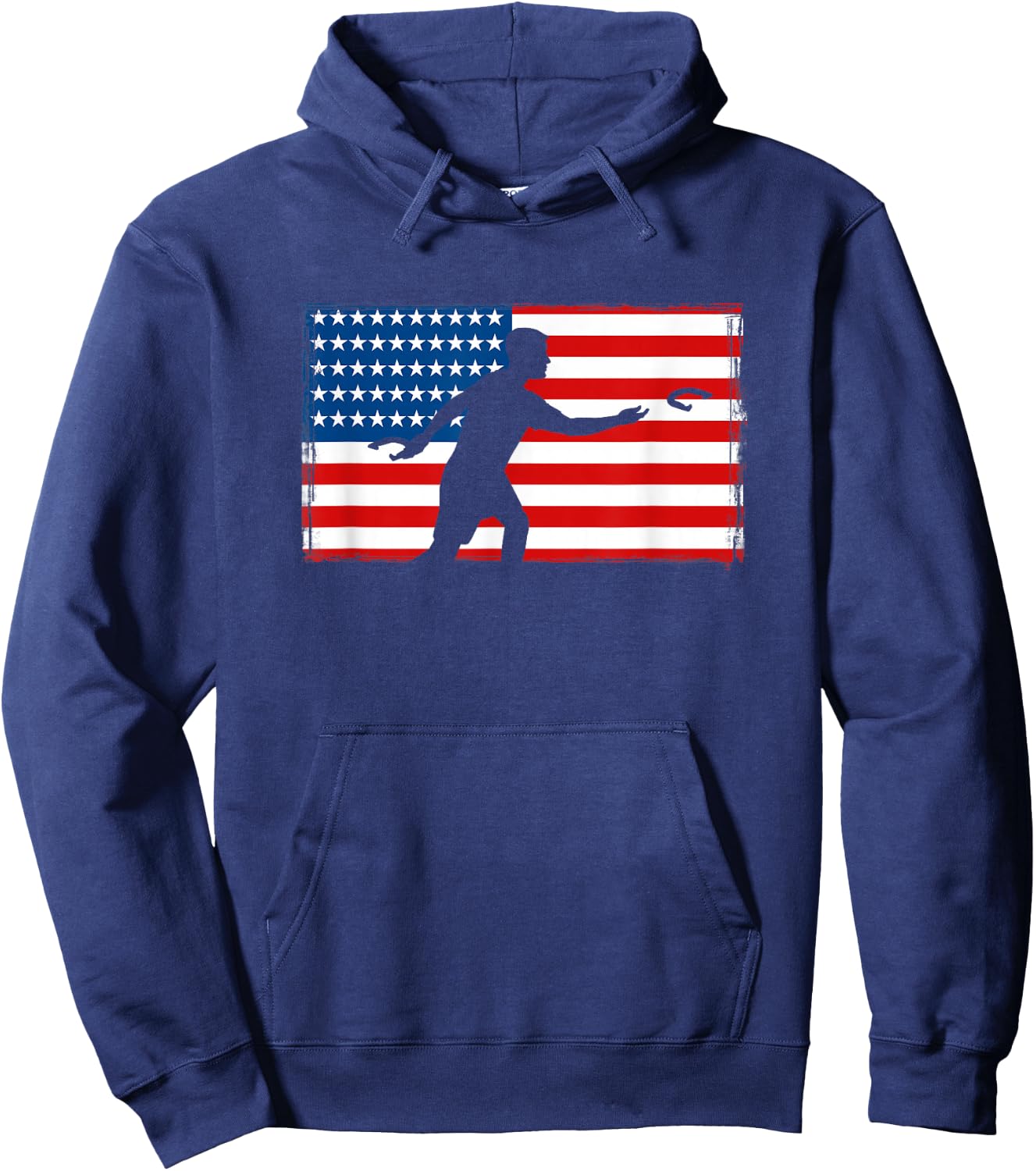 Horseshoe Throwing USA Flag Horseshoe Player Hoodie - Hoodie | Navy