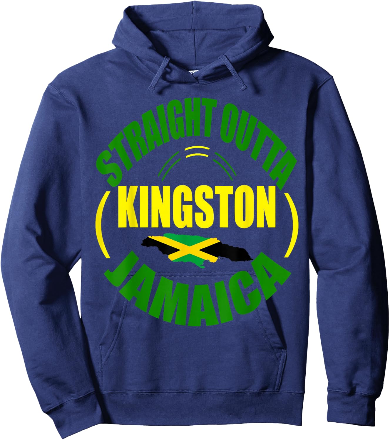 Straight From Kingston Jamaica, Jamaican Flag Hoodie - Hoodie | Navy
