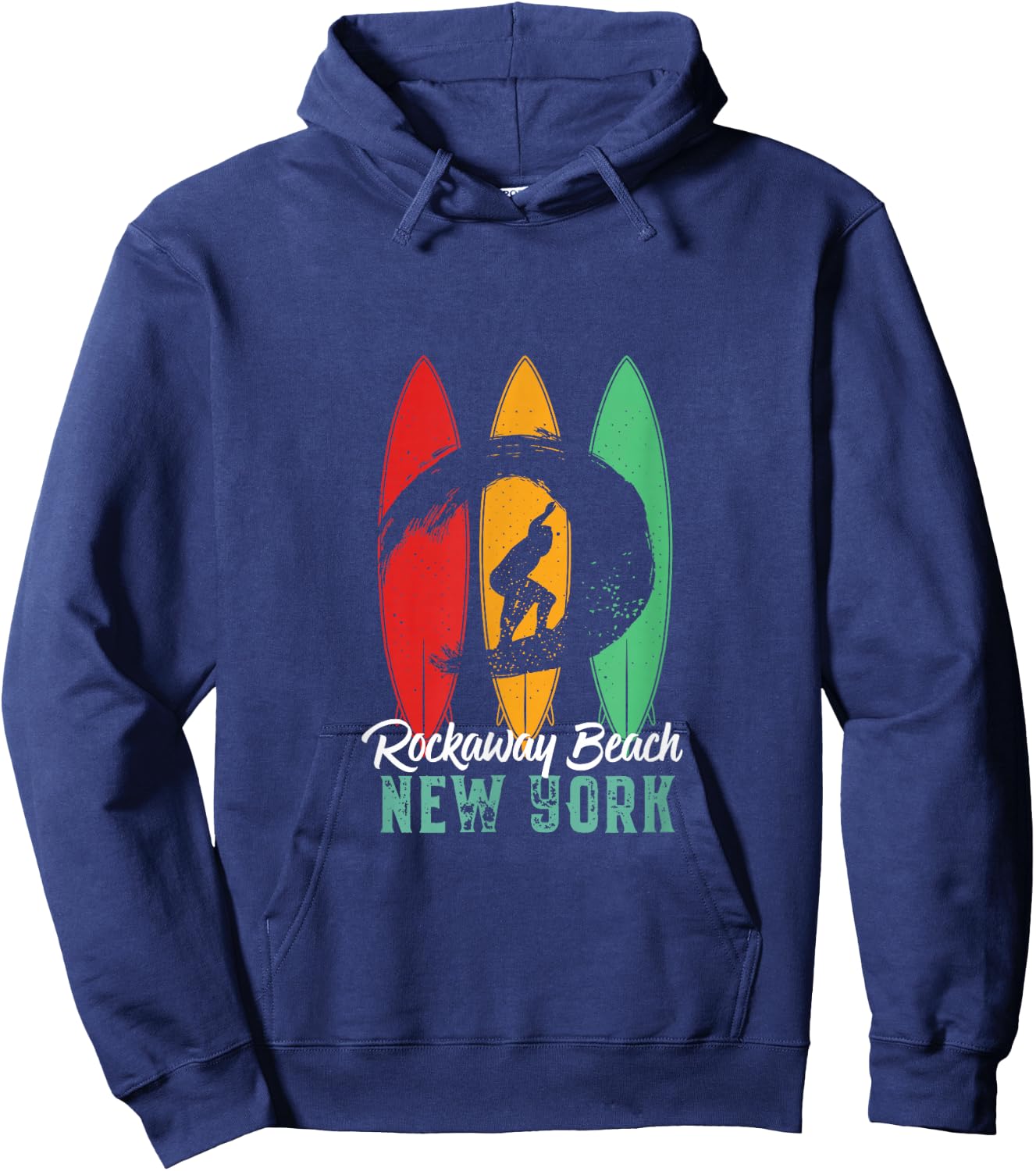 Rockaway Beach New York Vintage Surfing Sports Hoodie - Hoodie | Navy