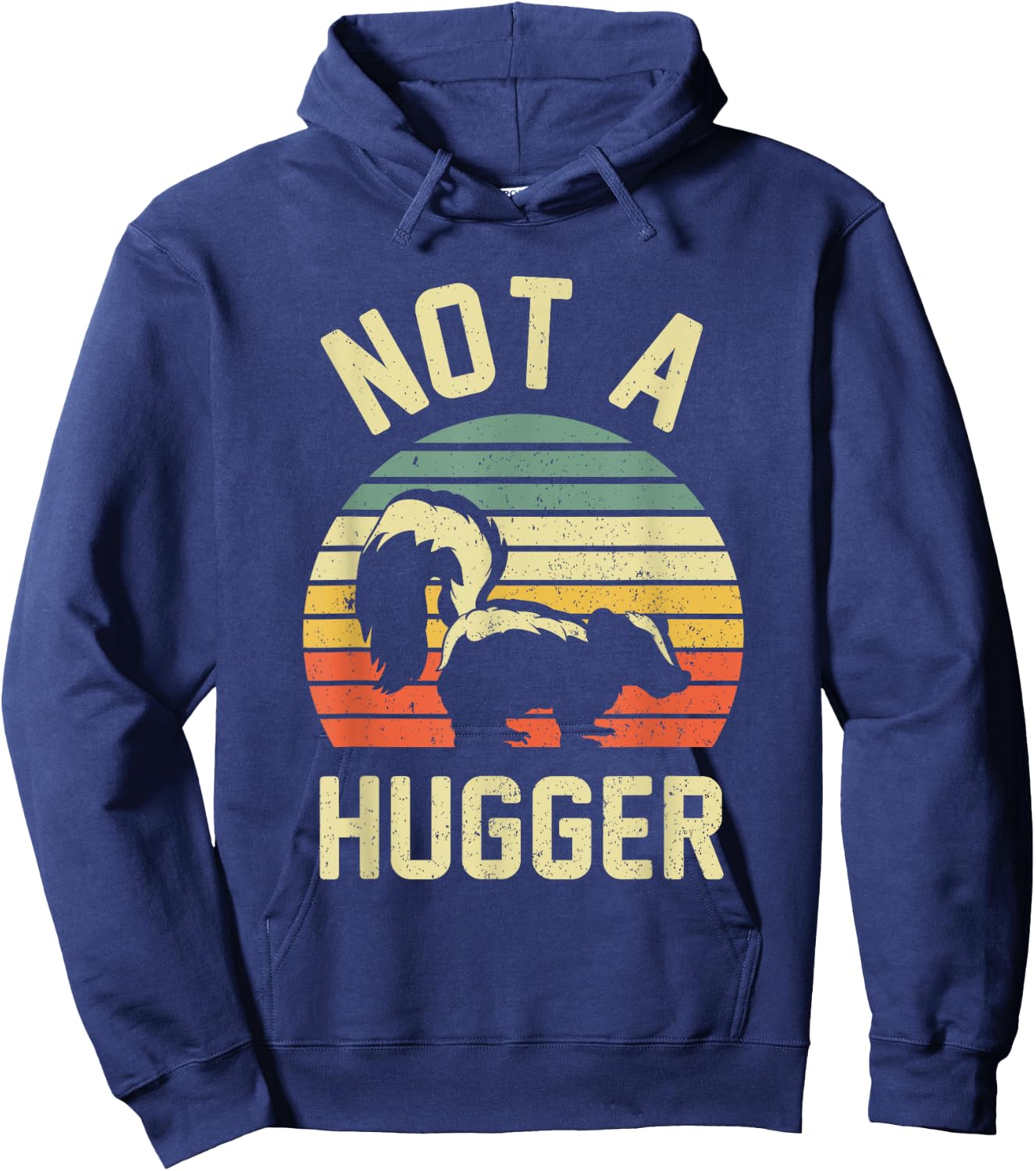 I Don't Hug Apparel Co. Vintage Not A Hugger Skunk - Black, , Adult Women, Modern, Short Sleeve, Letter Print, , Casual, All Seasons, Animal Hoodie - Hoodie | Navy