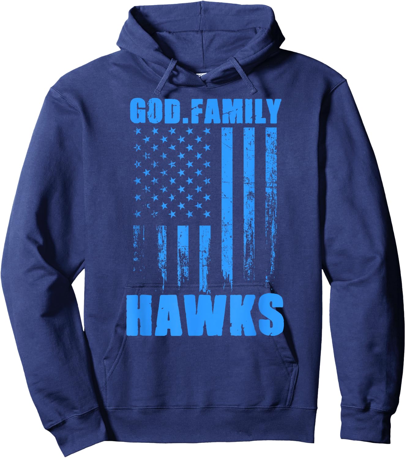Hanover Hawks God. Family. Vintage USA Flag Hoodie - Hoodie | Navy