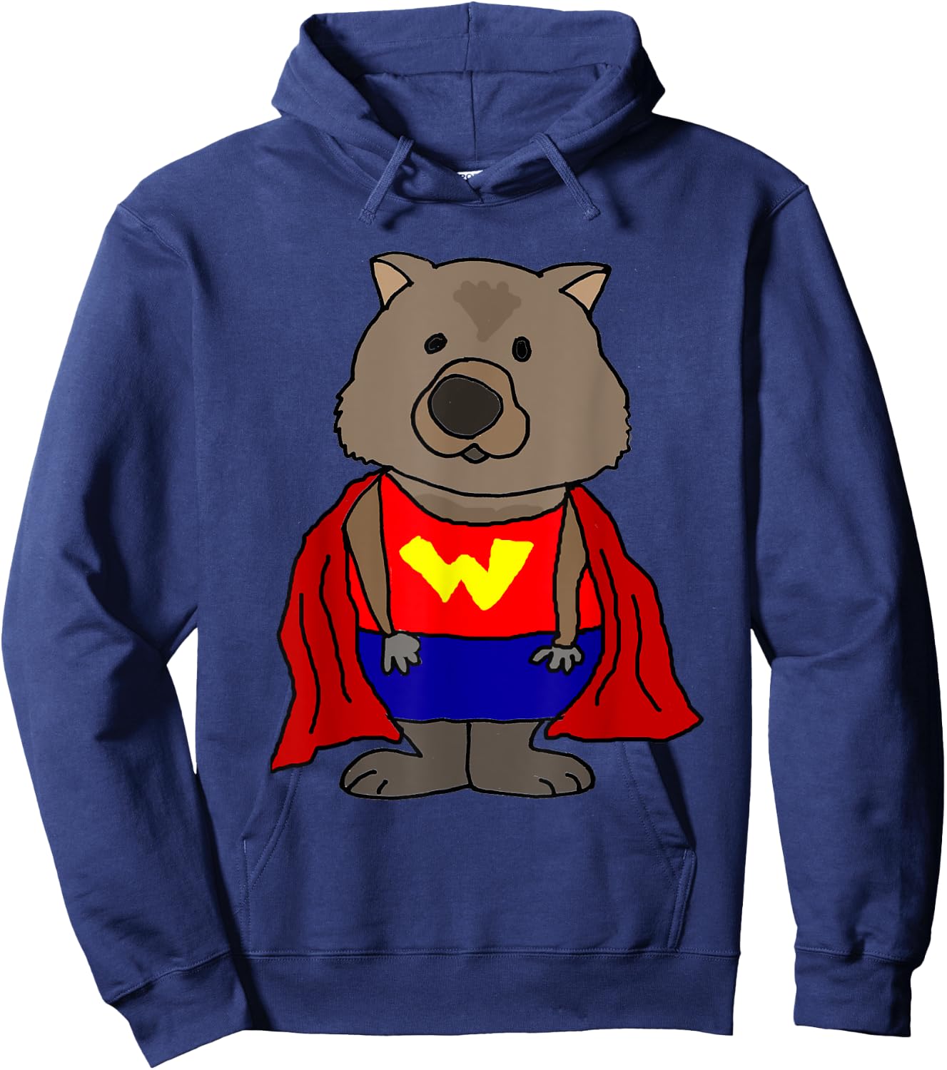 Smilemoretees Funny Wonder Wombat Superhero Hoodie - Hoodie | Navy