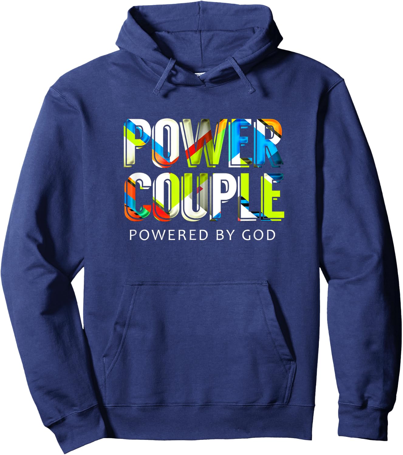 Power Couple, Powered By God Christian Couple Hoodie - Hoodie | Navy