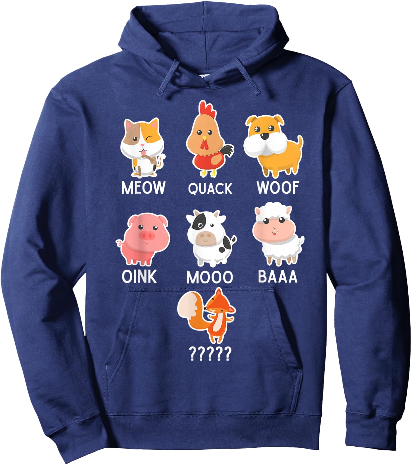 A What Does The Fox Say Animals Hoodie - Hoodie | Navy