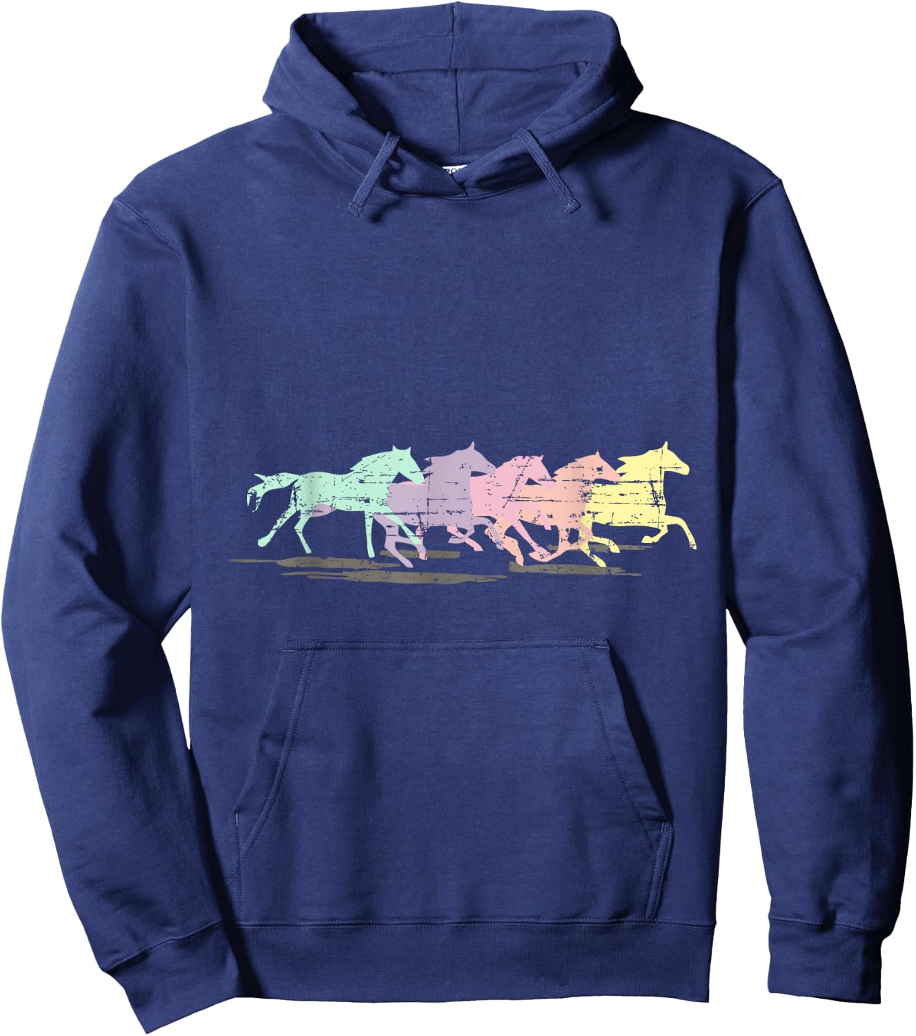 Horses Retro Running T Shirt Mustangs Hoodie - Hoodie | Navy