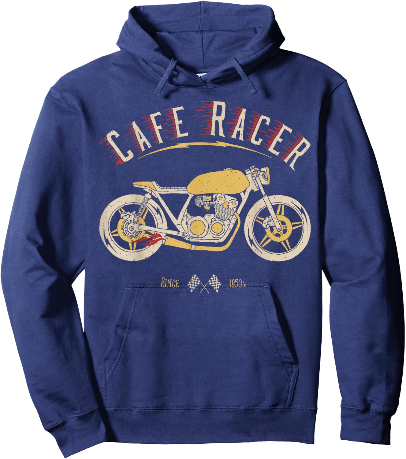 Cafe Racer - Old School - Vintage Motorcycle Hoodie - Hoodie | Navy
