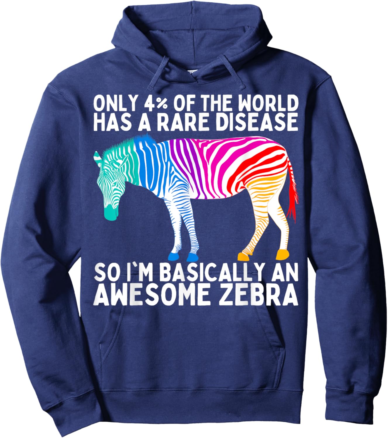 Rare Disease Awareness Day Zebra Ribbon Hoodie - Hoodie | Navy