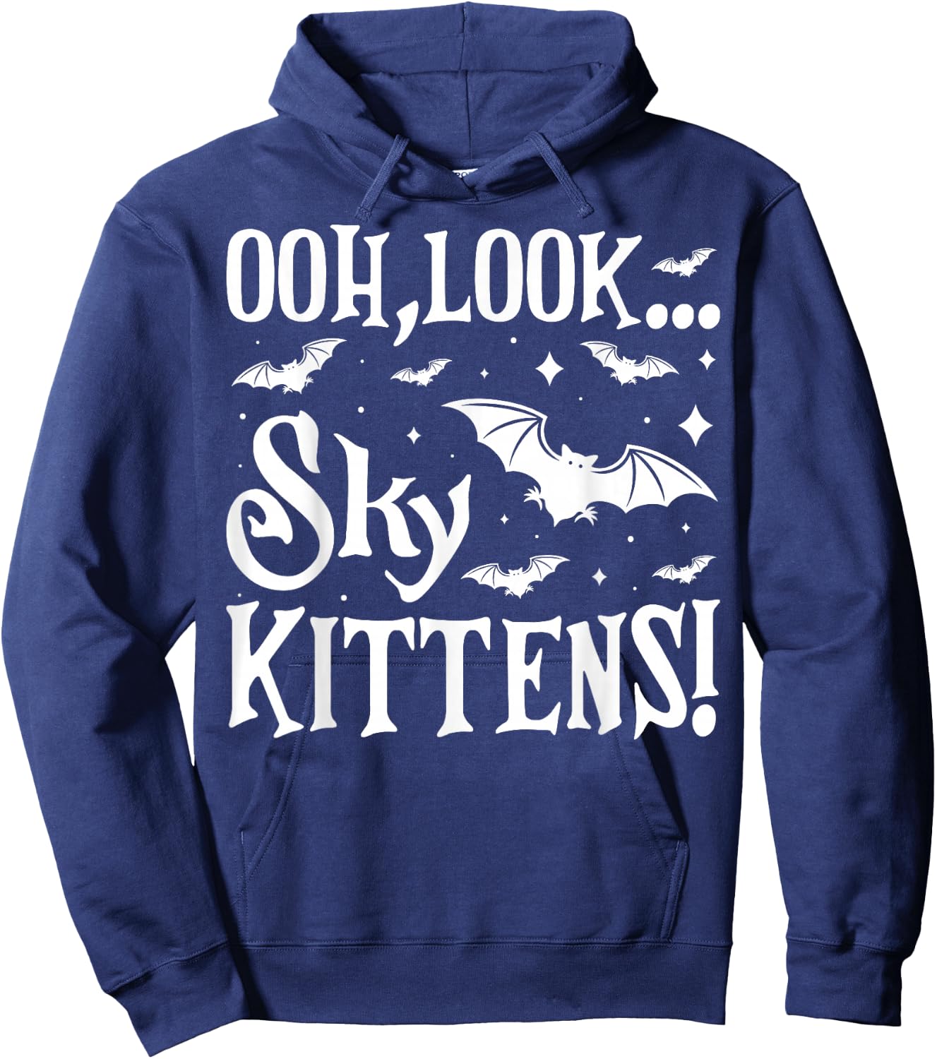 Oh Look Sky Kittens Funny Bat Lover Halloween Hoodie - Hoodie | Navy