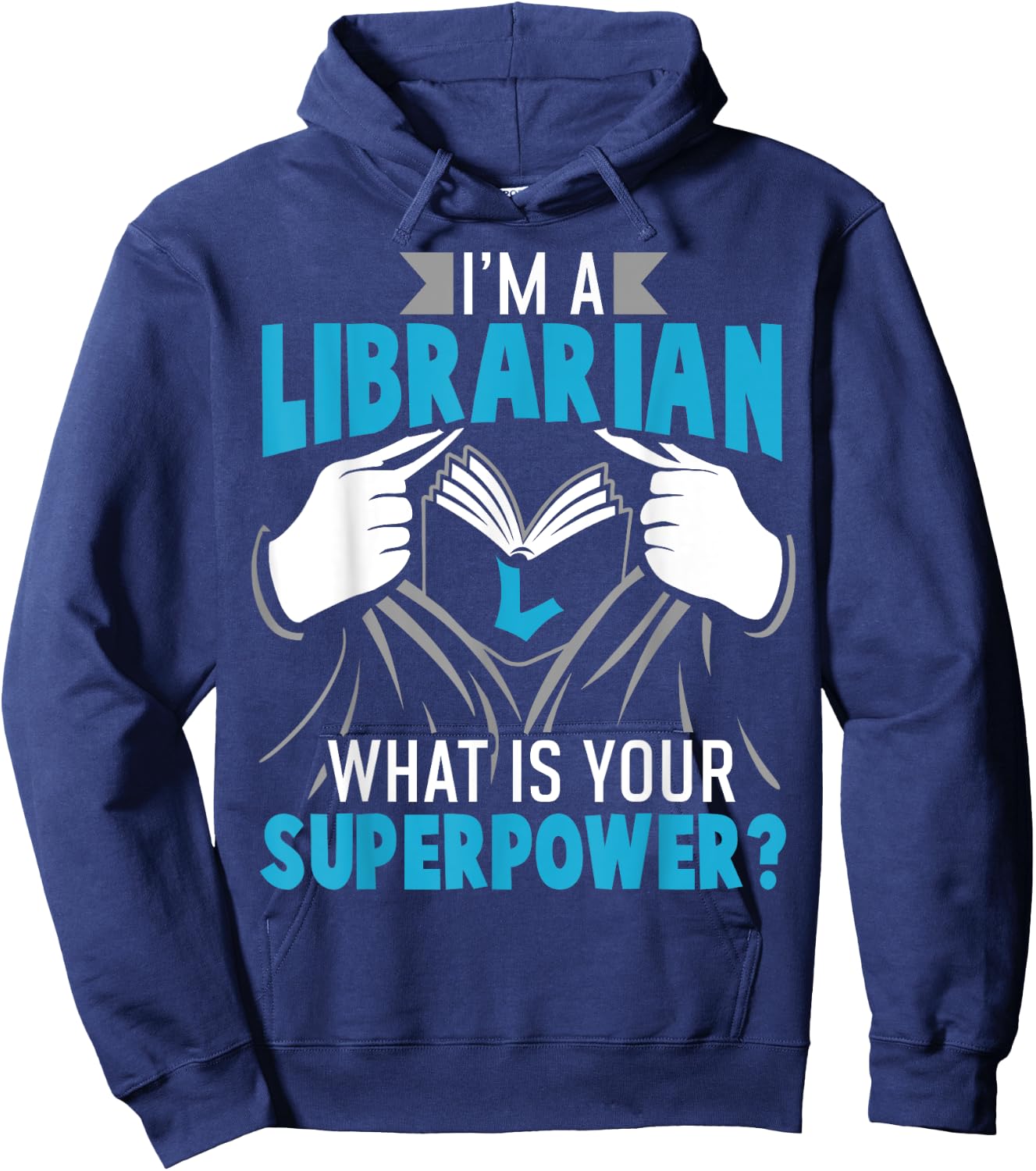Superpower Librarian Gift Library Readers Hoodie - Hoodie | Navy