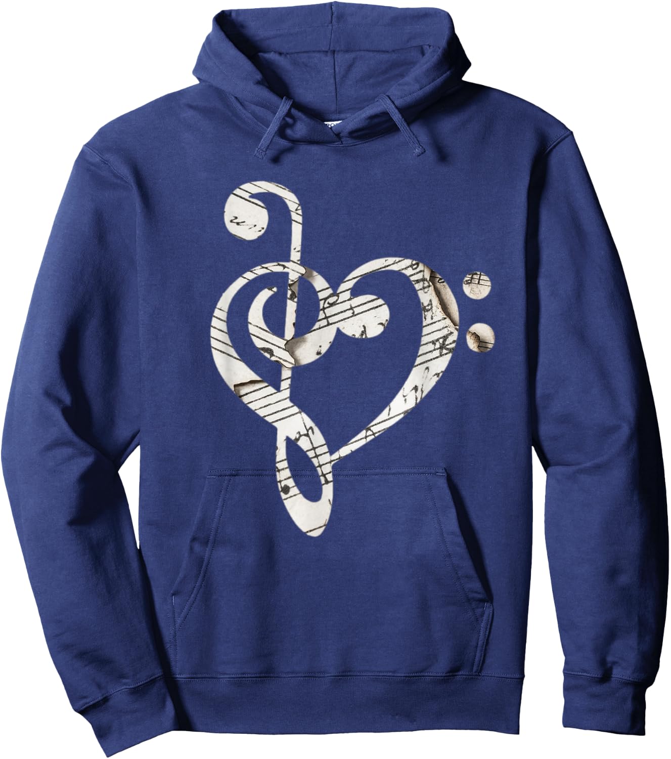 Heart Bass Clef Musical Note Shirt Hoodie - Hoodie | Navy