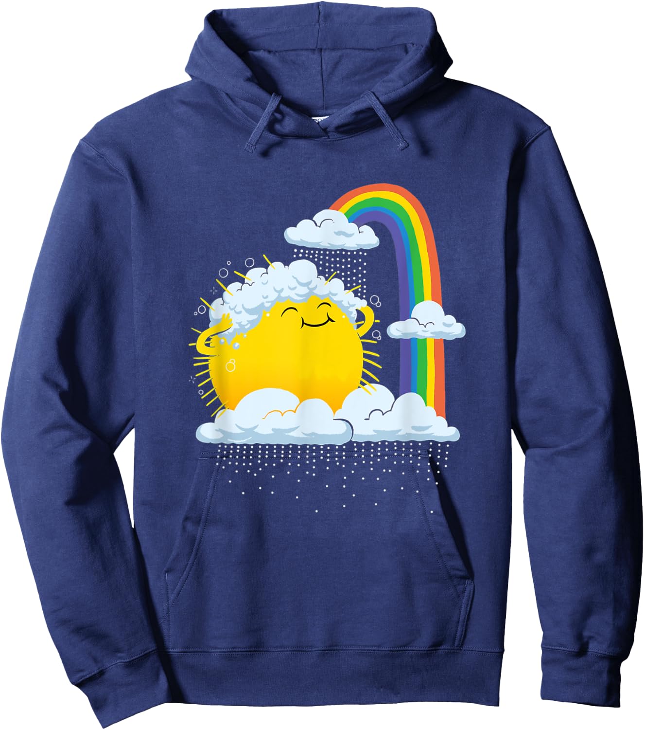 Rainy Day Cute Sun Rainbow Hoodie - Hoodie | Navy