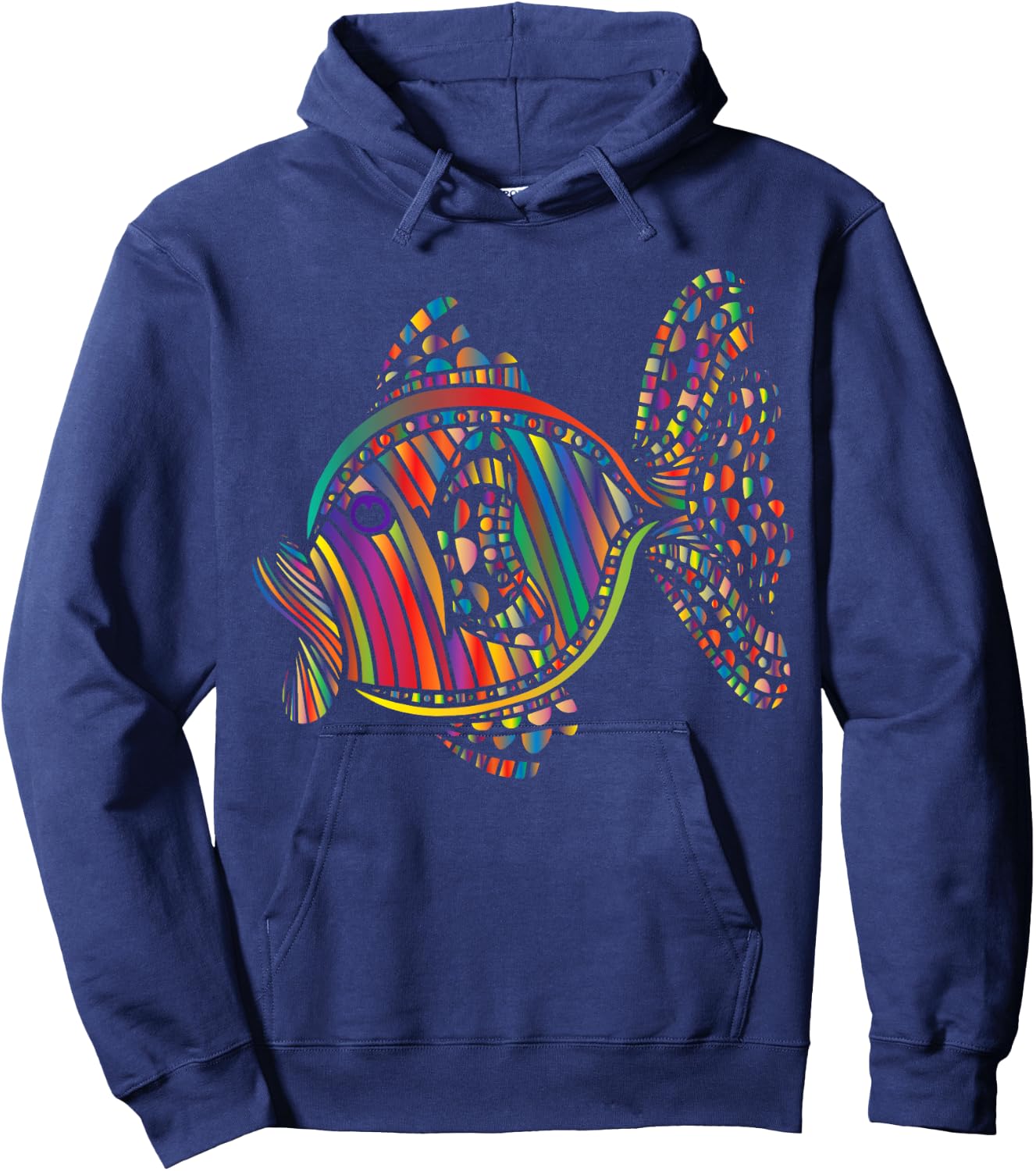 Psychedelic Fish Abstract Design Hoodie - Hoodie | Navy