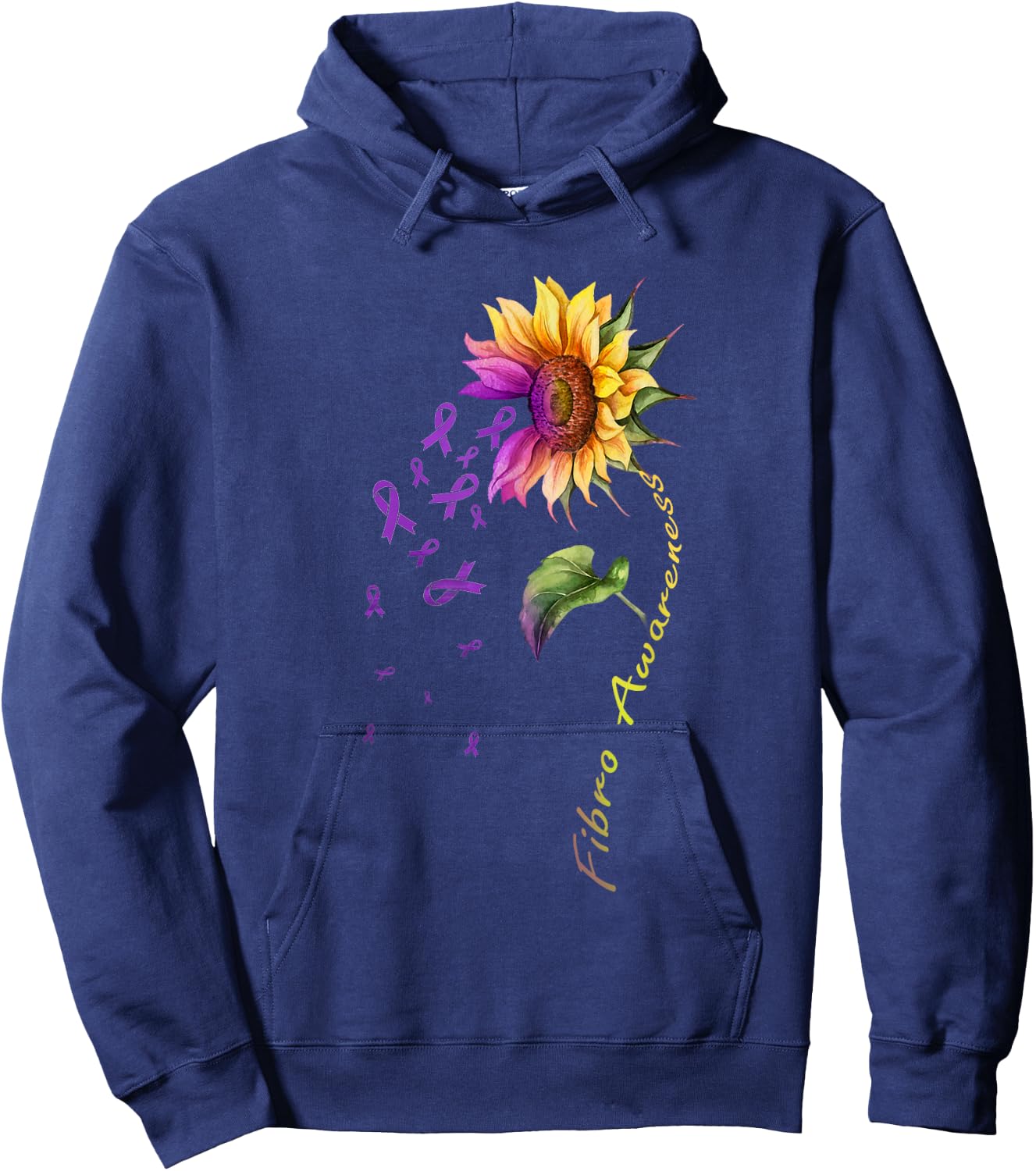 Fibromyalgia Awareness Sunflower Shirt Fibro Hoodie - Hoodie | Navy