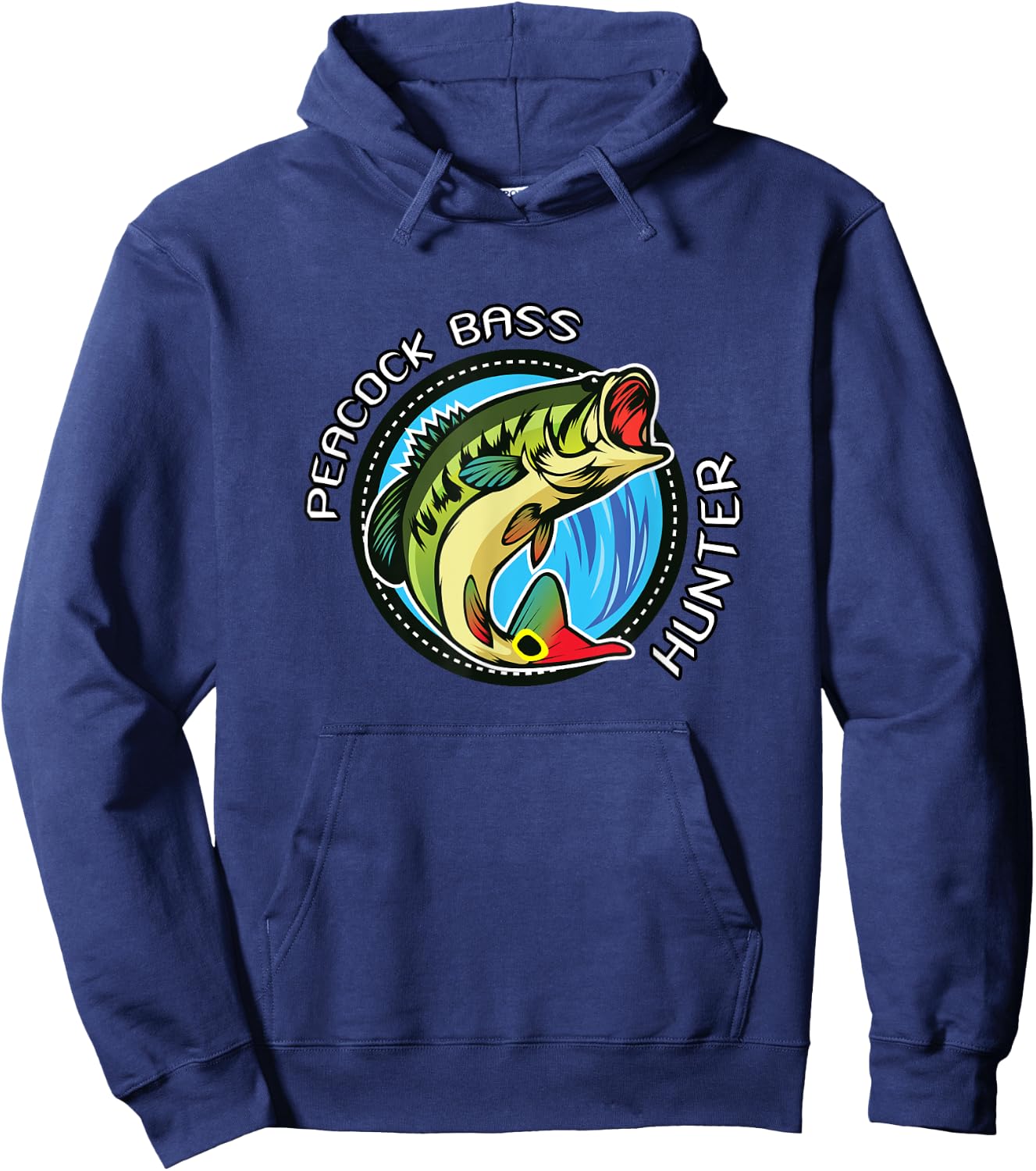 Peacock Bass Hunter, Fish T Shirt Hoodie - Hoodie | Navy