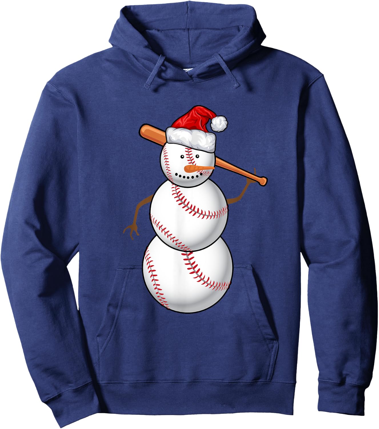 Baseball Fan Snowman Funny Christmas Gift Hoodie - Hoodie | Navy