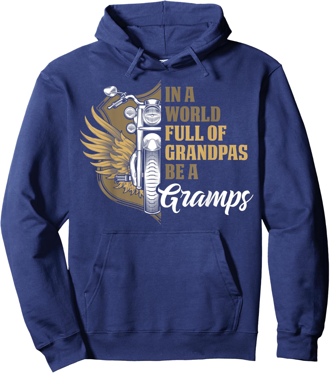 Motorcycle Gift Dad Fathers Day Biker Gramps Hoodie - Hoodie | Navy
