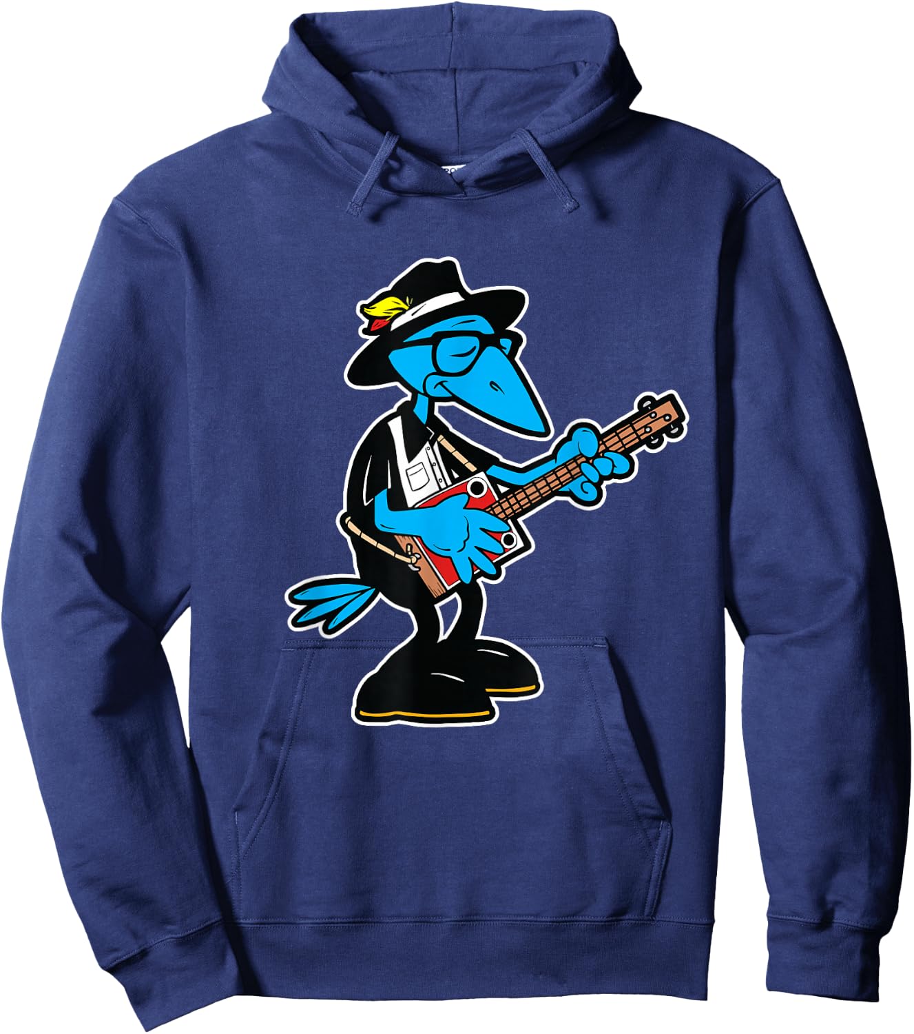 Southern Music Cartoon Crow Blues Guitarist Hoodie - Hoodie | Navy
