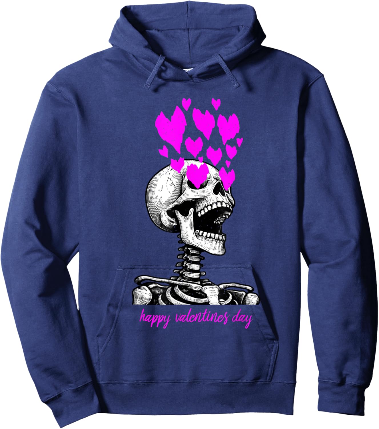 Skeleton Heart Eyes Happy Valentines Day Love Hoodie - Hoodie | Navy