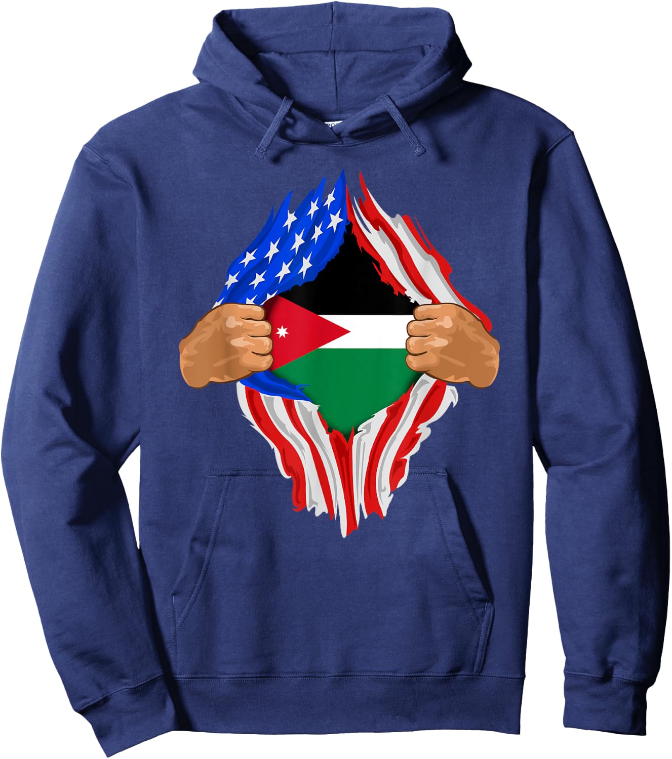 Jordanian Blood Inside Me | Jordan Flag Gift Hoodie - Hoodie | Navy