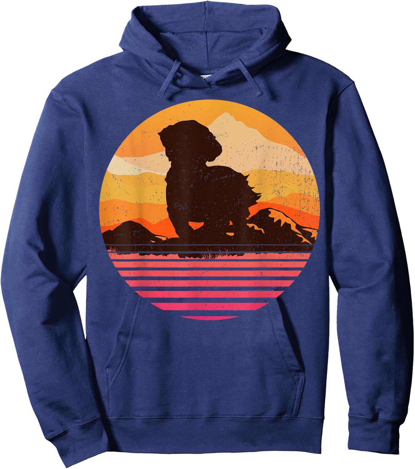 MAL-SHI With Sun Mountain Vintage Retro Hoodie - Hoodie | Navy