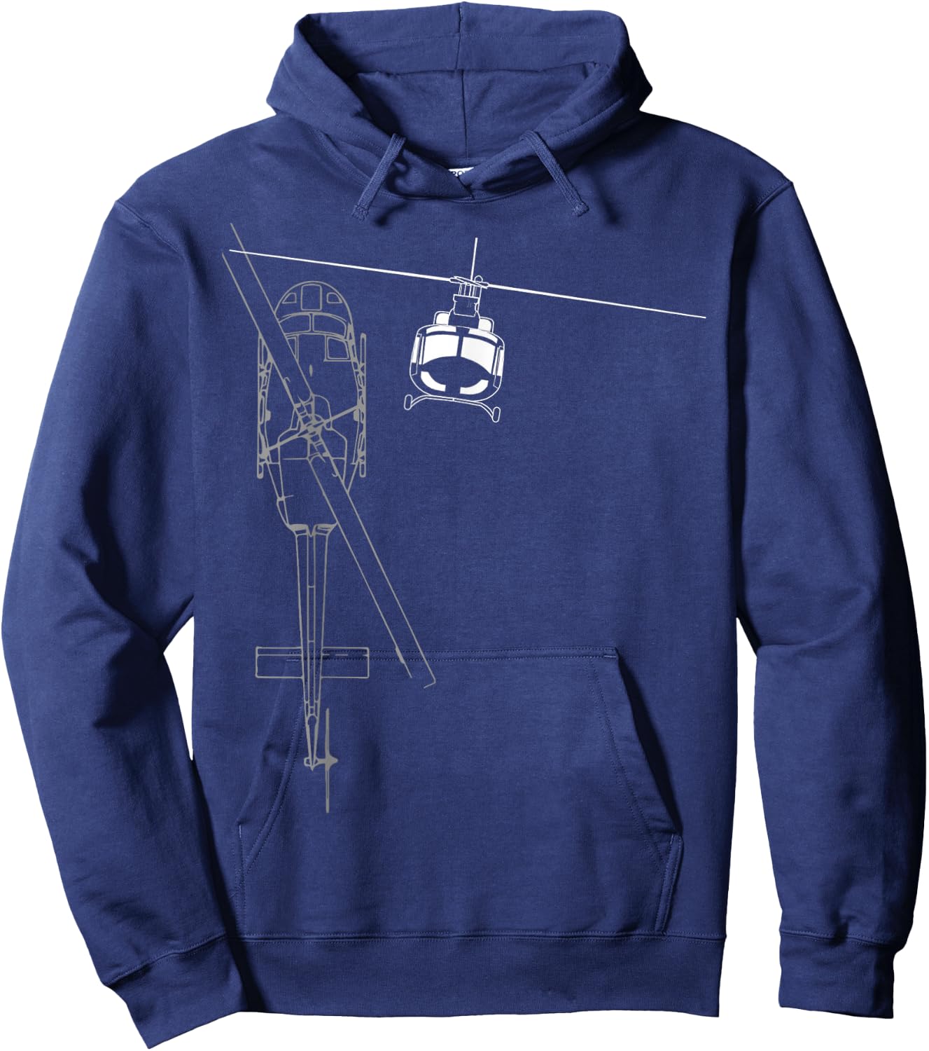 UH-1 Huey Helicopter Line Art Hoodie - Hoodie | Navy