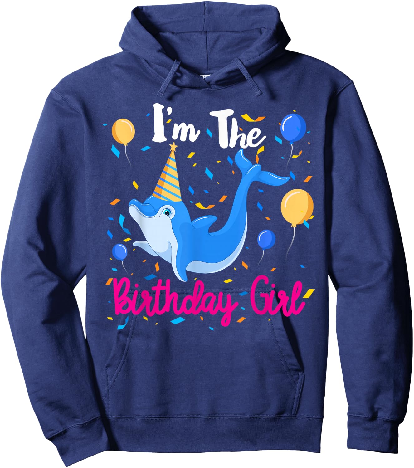 Dolphin Birthday Party Girl Shirt Gift Hoodie - Hoodie | Navy