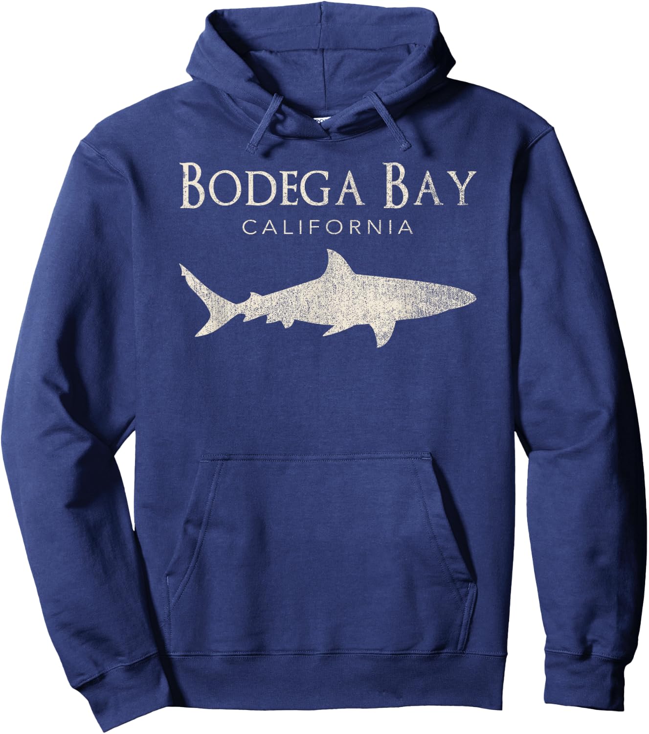 Retro Bodega Bay CA Shark Hoodie - Hoodie | Navy