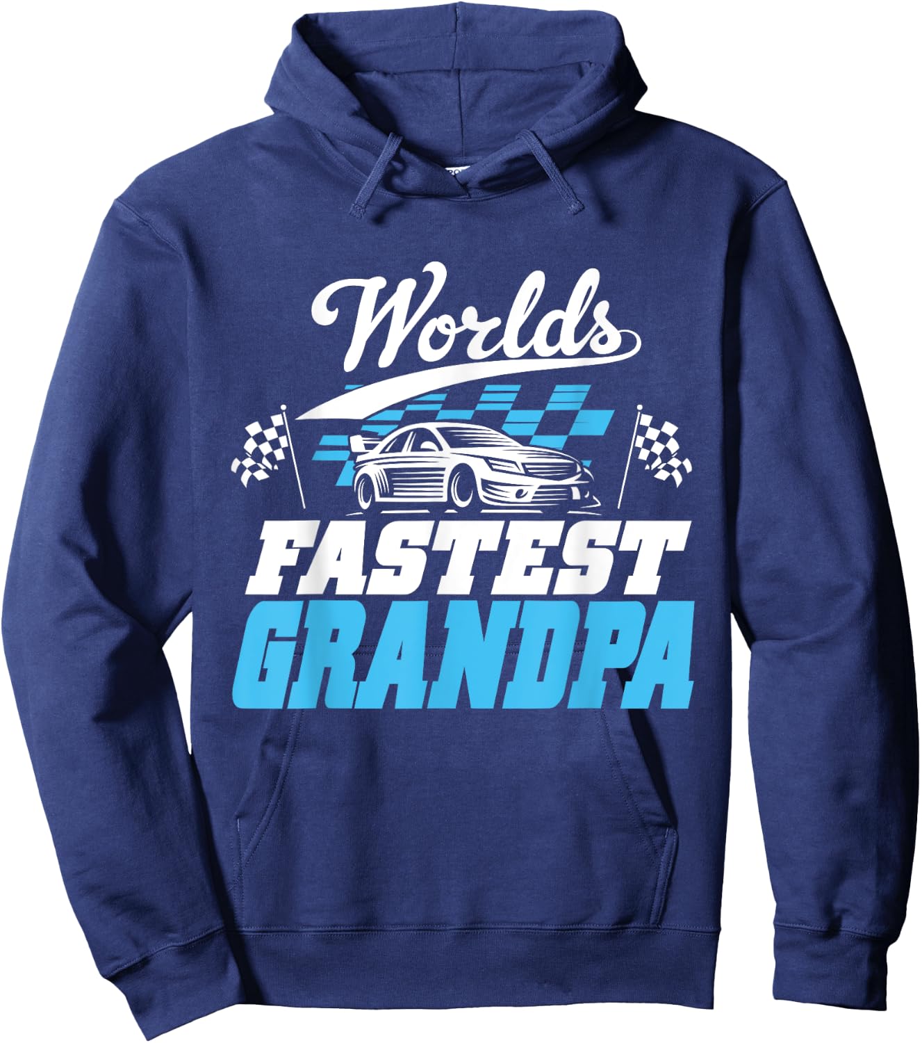 World's Fastest Grandpa Race Car Checkered Flag Hoodie - Hoodie | Navy