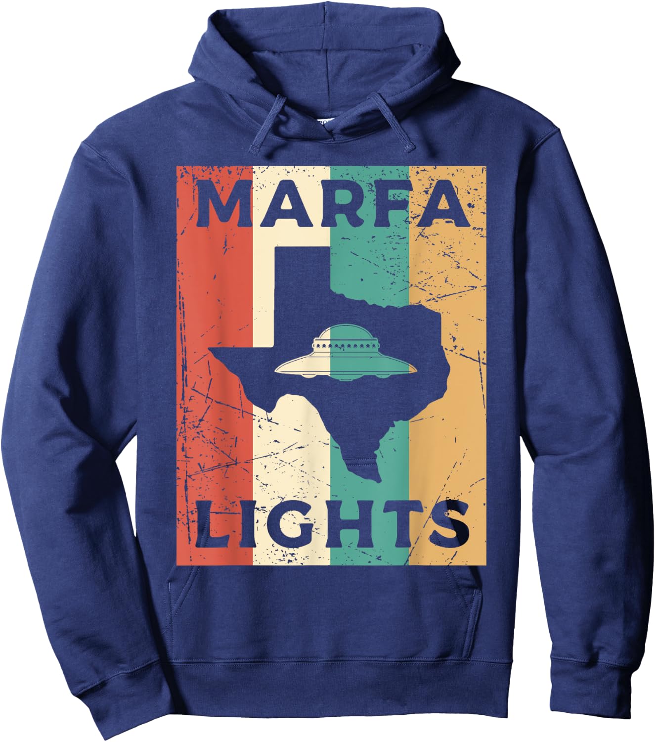 Marfa Lights UFO Eighties Texas UFO Hoodie - Hoodie | Navy