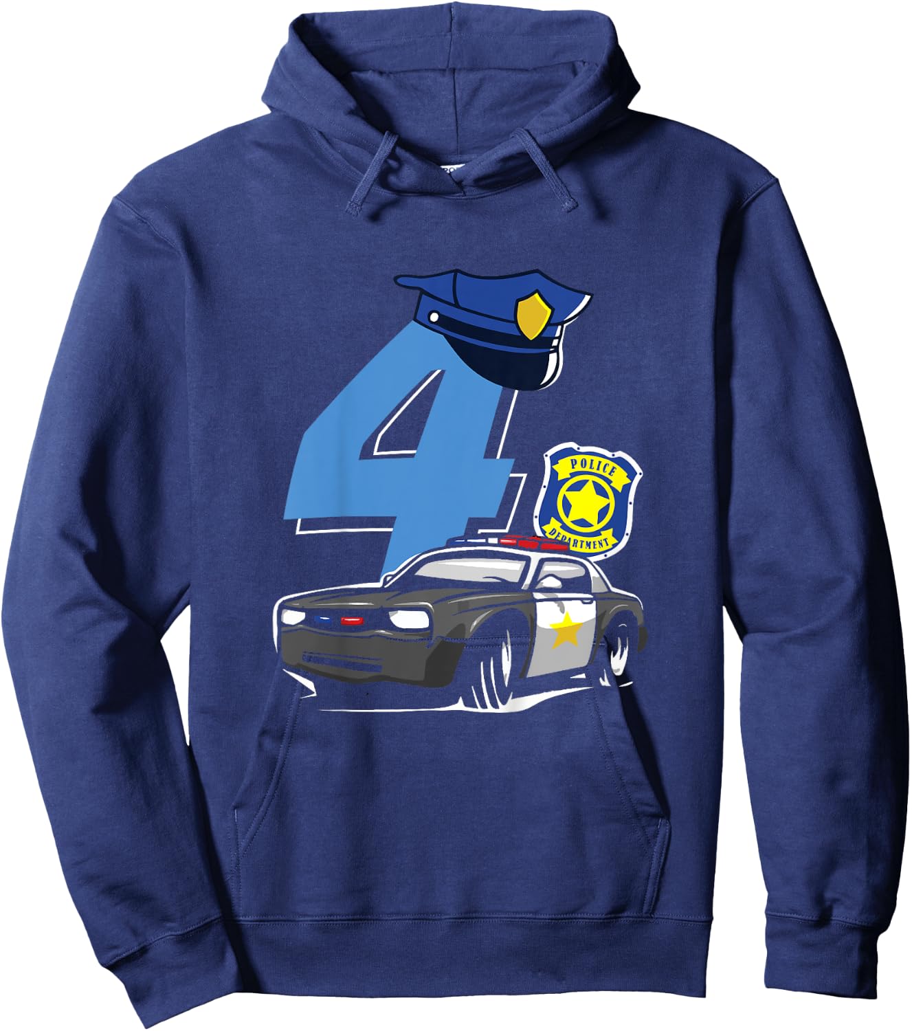 Kids 4th Birthday Police Car Policeman Costume Hoodie - Hoodie | Navy