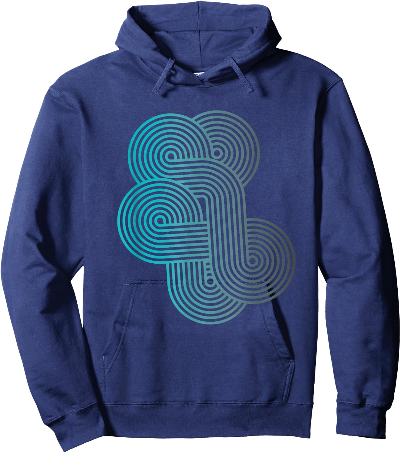 Modern Geometric Line Art Graphic Gradient Hoodie - Hoodie | Navy