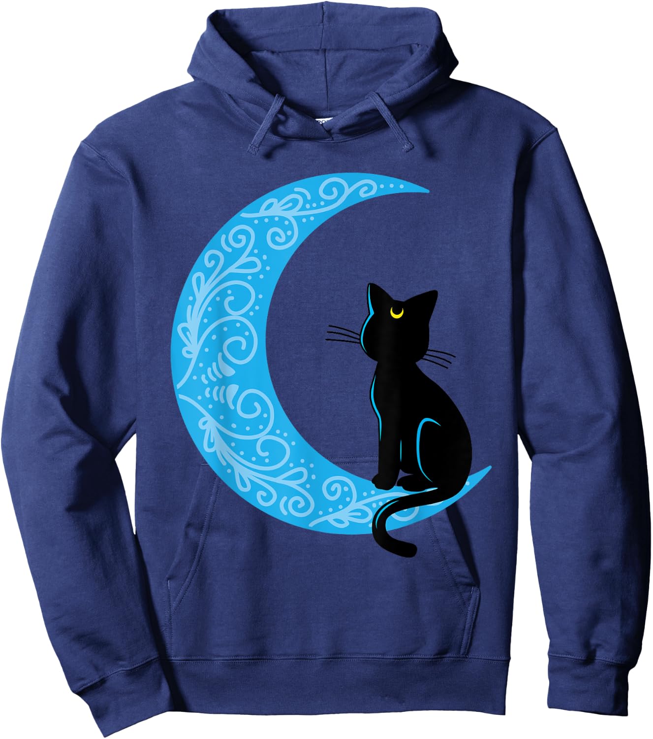 Black Cat Crescent Moon Sailor Mom Hoodie - Hoodie | Navy