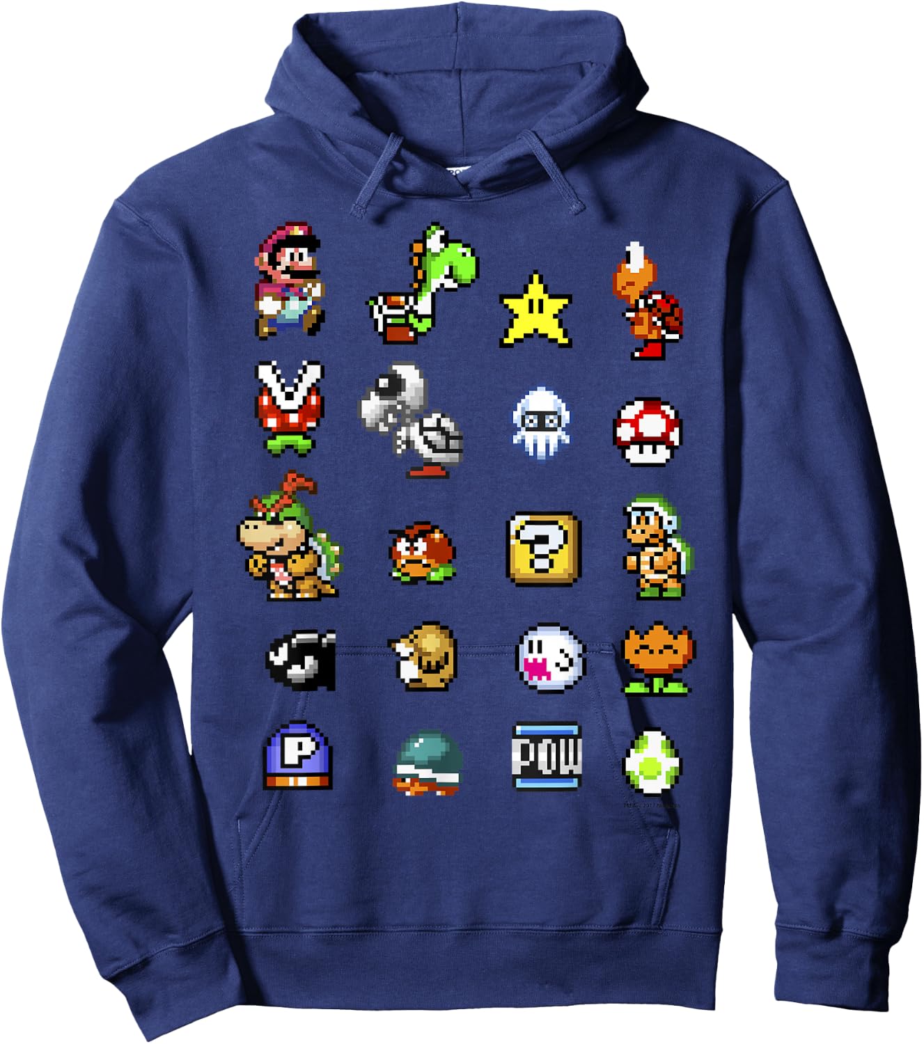 Nintendo Super Mario Friends & Enemies Sprites Hoodie - Hoodie | Navy