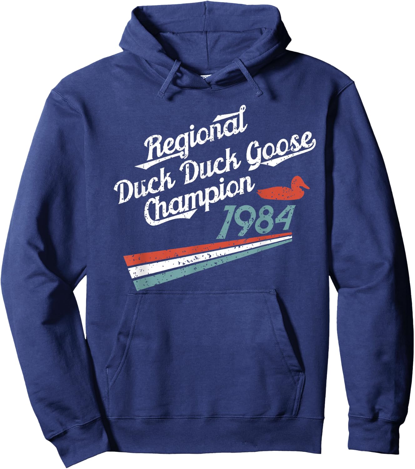 Nostalgia 80s Gift Duck Goose Distressed Hoodie - Hoodie | Navy