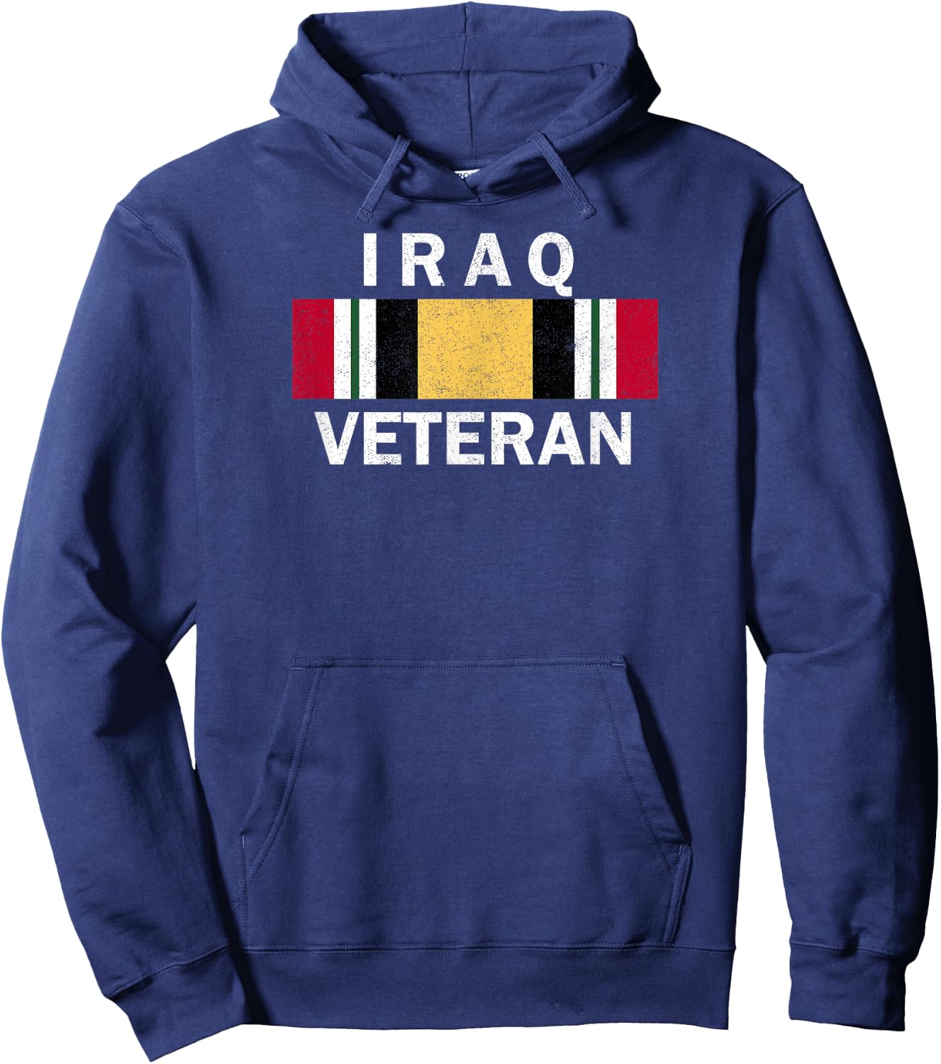Iraq Veteran Iraq War Service Ribbon Distressed Hoodie - Hoodie | Navy