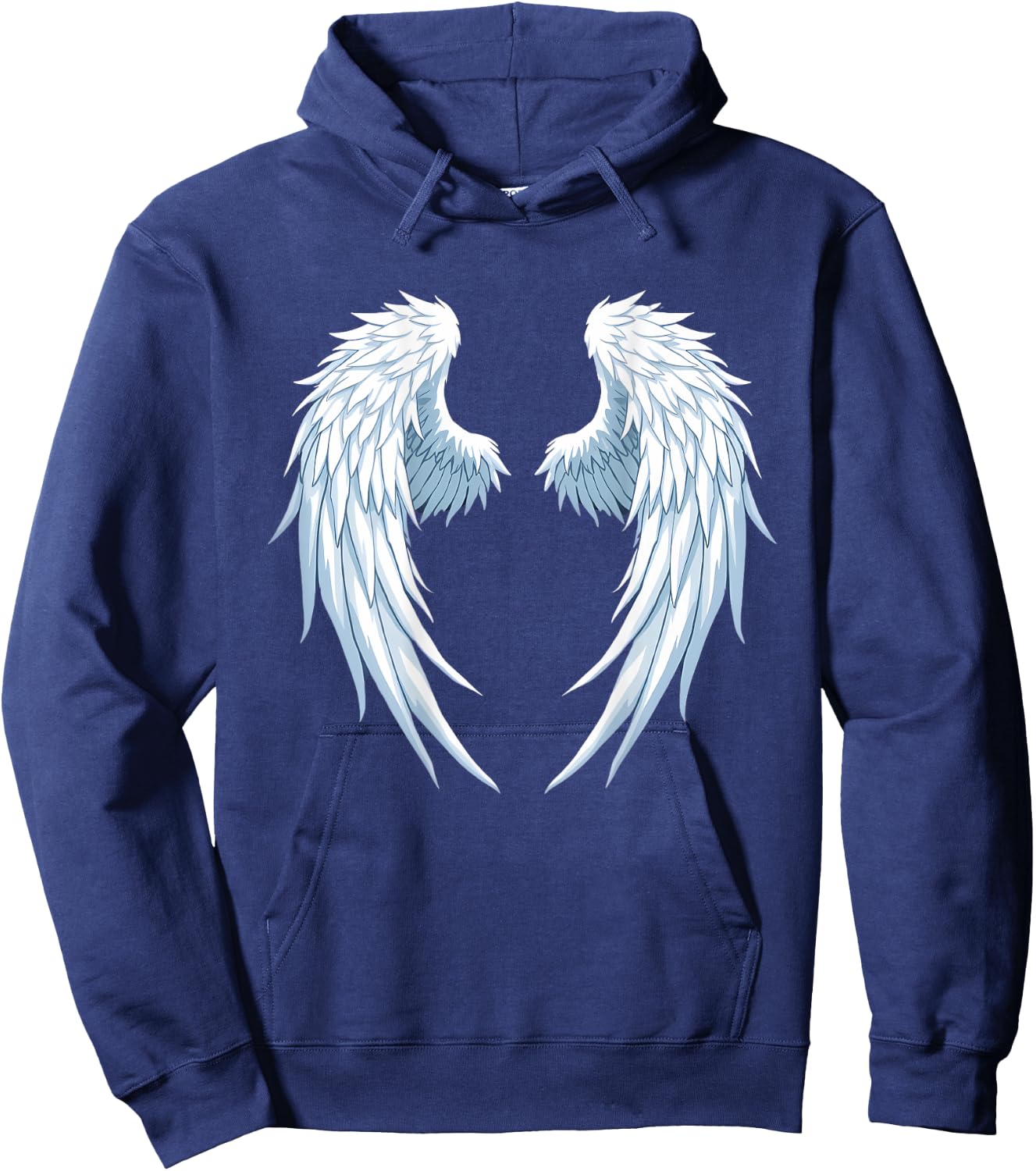 White Angel Wings Graphic On the Back Hoodie - Hoodie | Navy