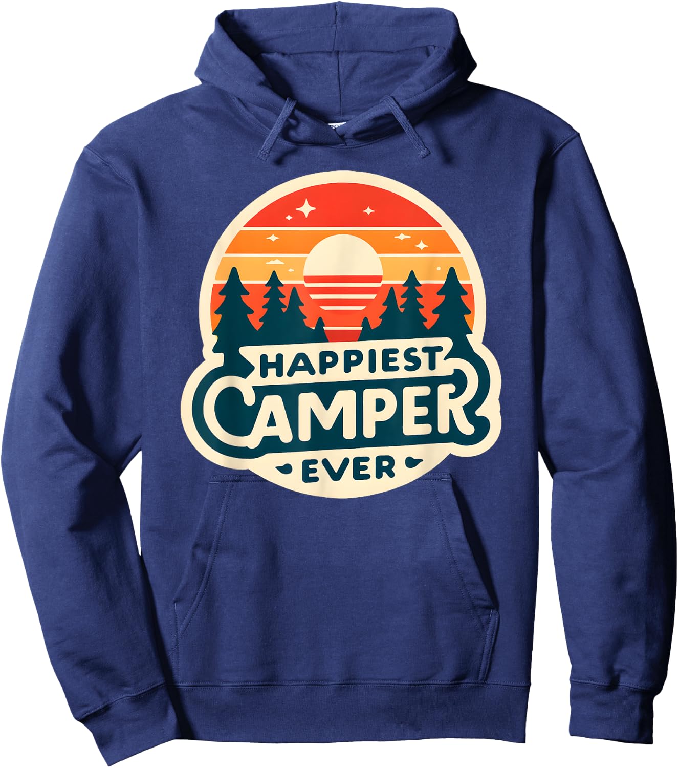 Happiest Camper Ever Vintage Sunset Hoodie - Hoodie | Navy