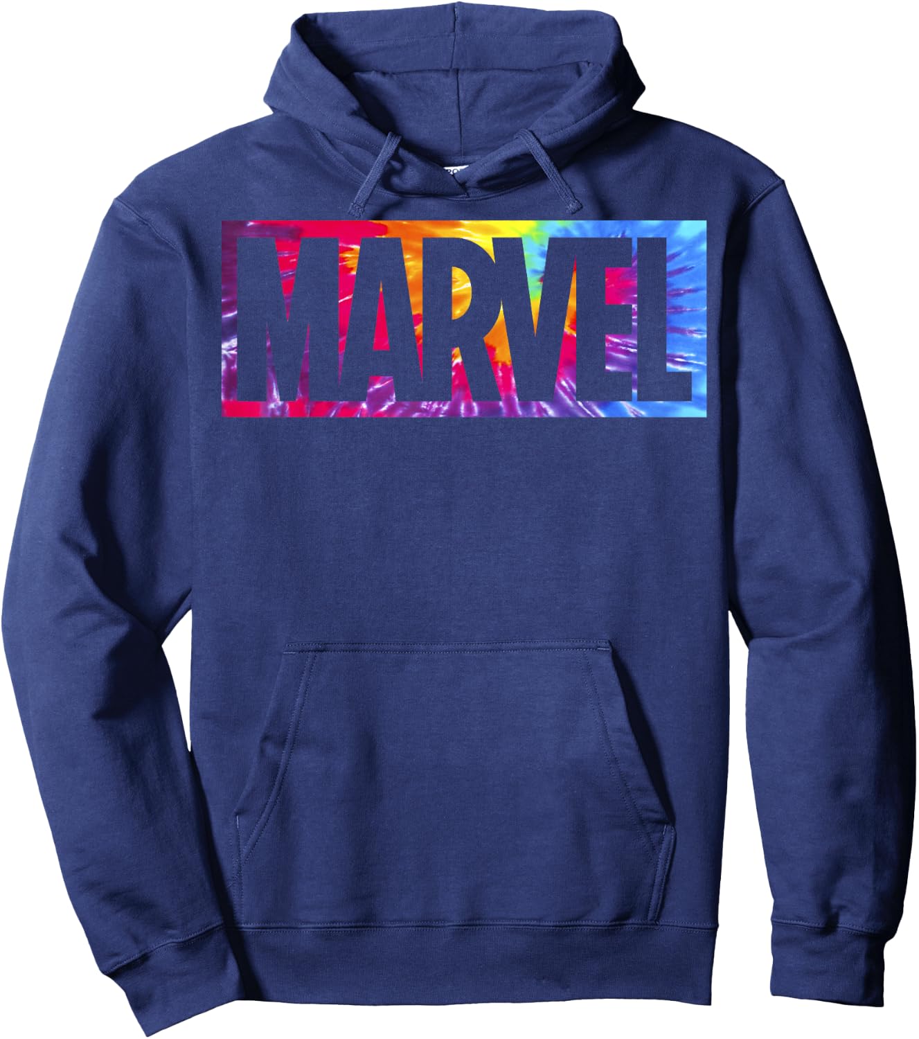 Marvel Tie Dye Box Logo Typographic Hoodie - Hoodie | Navy