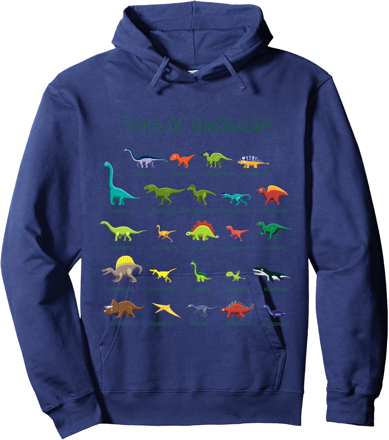 Types of Dinosaurs Dino Identification Hoodie - Hoodie | Navy