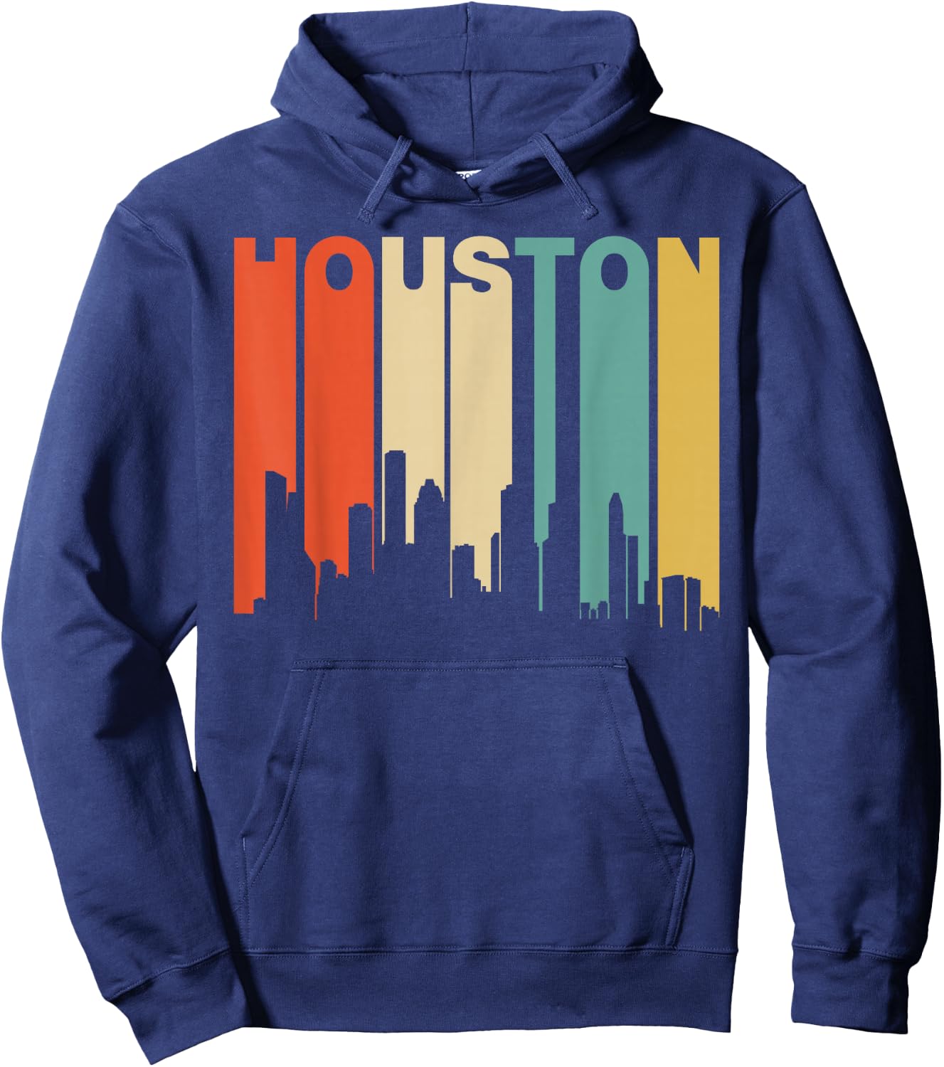Retro 1970's Style Houston Texas Skyline Hoodie - Hoodie | Navy