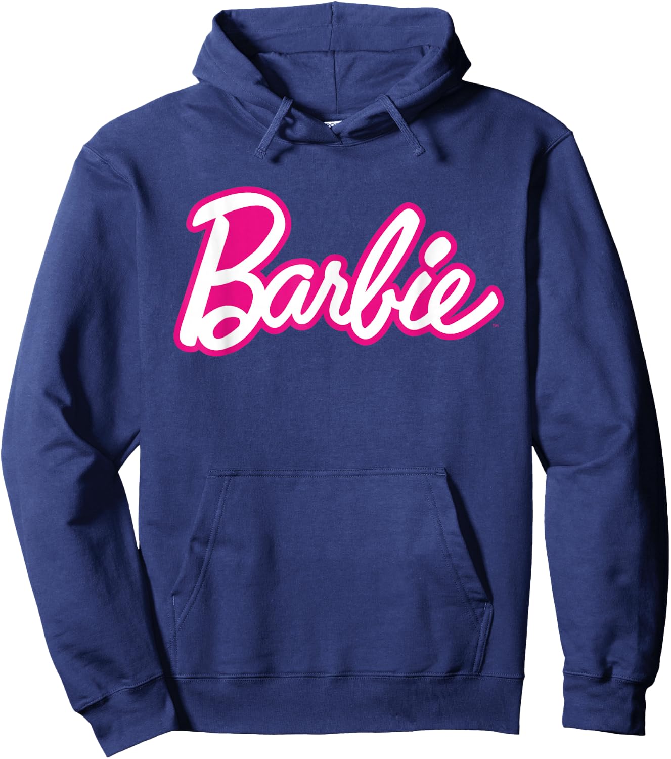 Barbie Current Pink and White Script Logo Hoodie - Hoodie | Navy