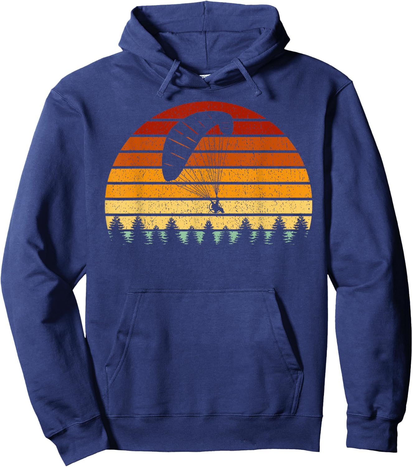 Vintage Sunset Paragliding Gift Paragliders Hoodie - Hoodie | Navy