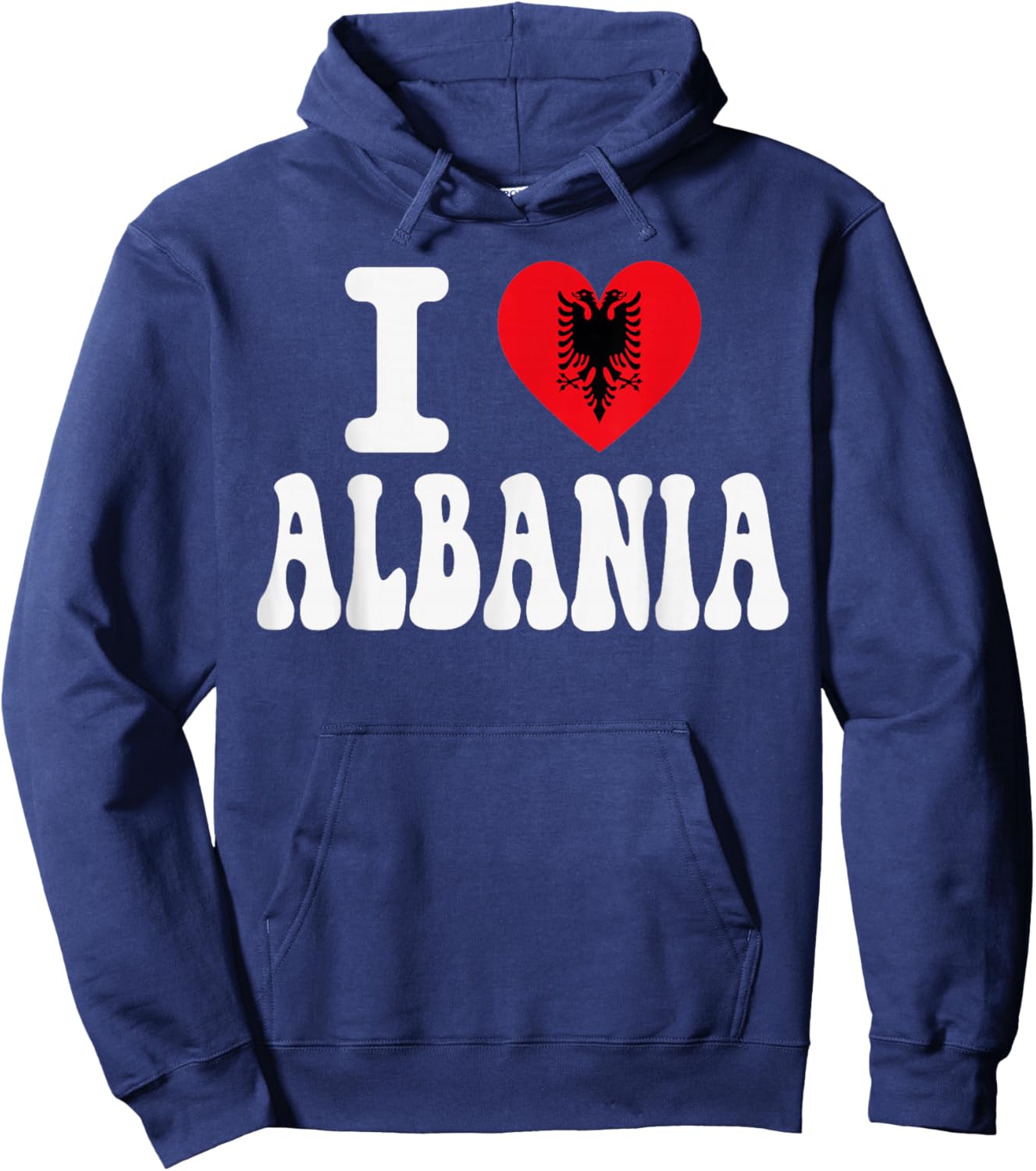 I Love Albania Heart Flag Retro Travel Souvenir Hoodie - Hoodie | Navy