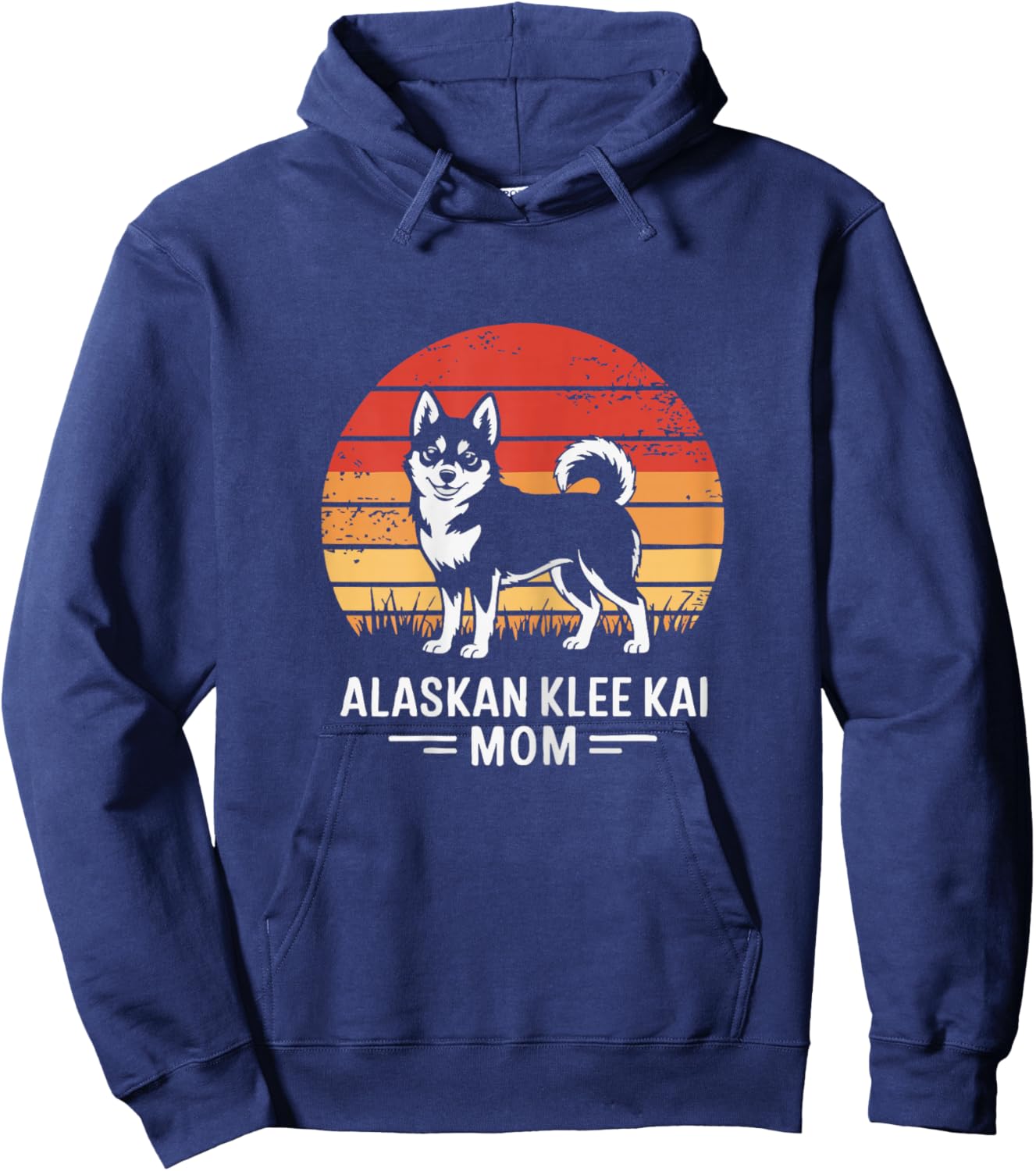 Retro Sunset Alaskan Klee Kai Dog Mom Hoodie - Hoodie | Navy