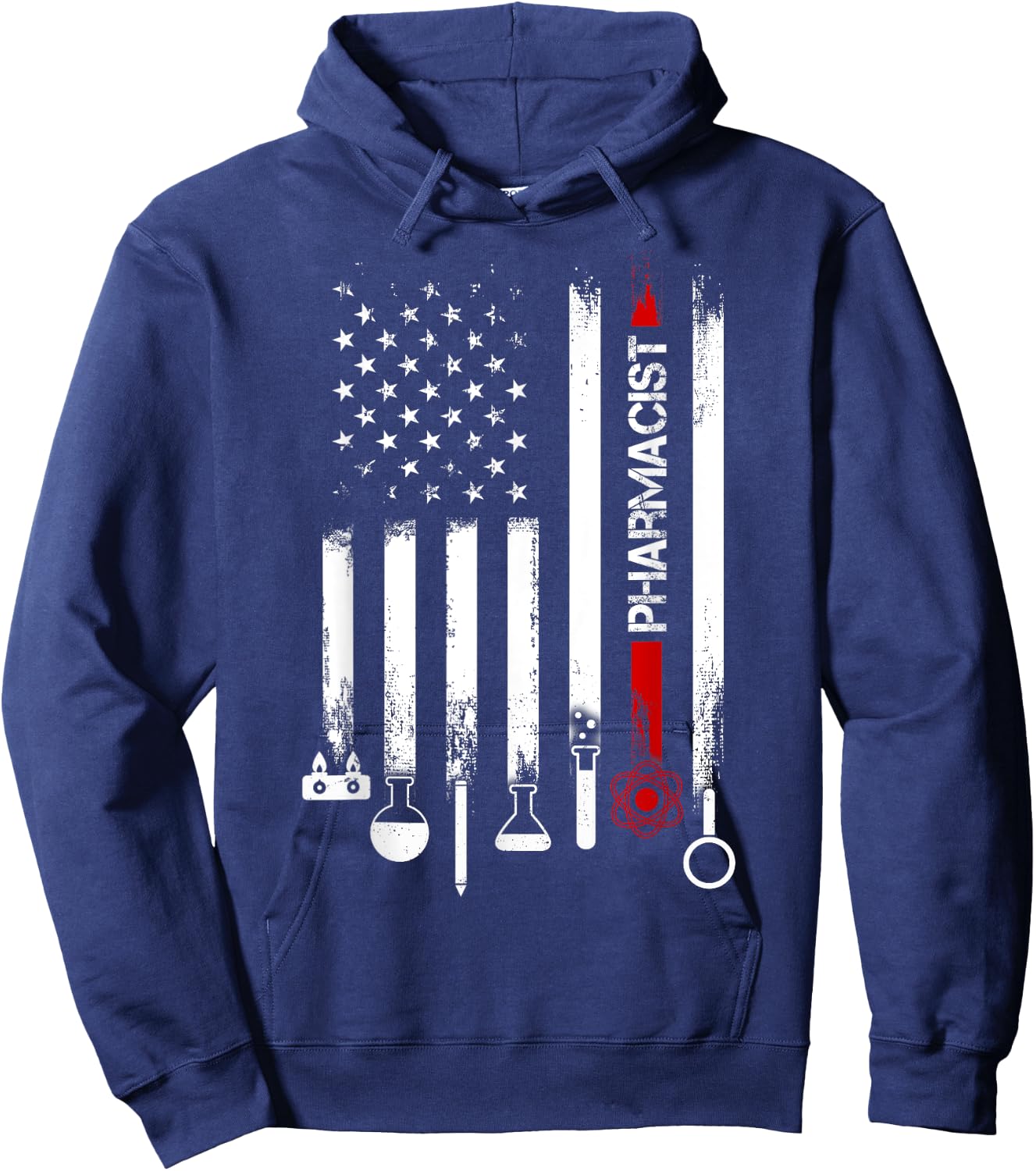 American Flag with Pharmacist men father Hoodie - Hoodie | Navy
