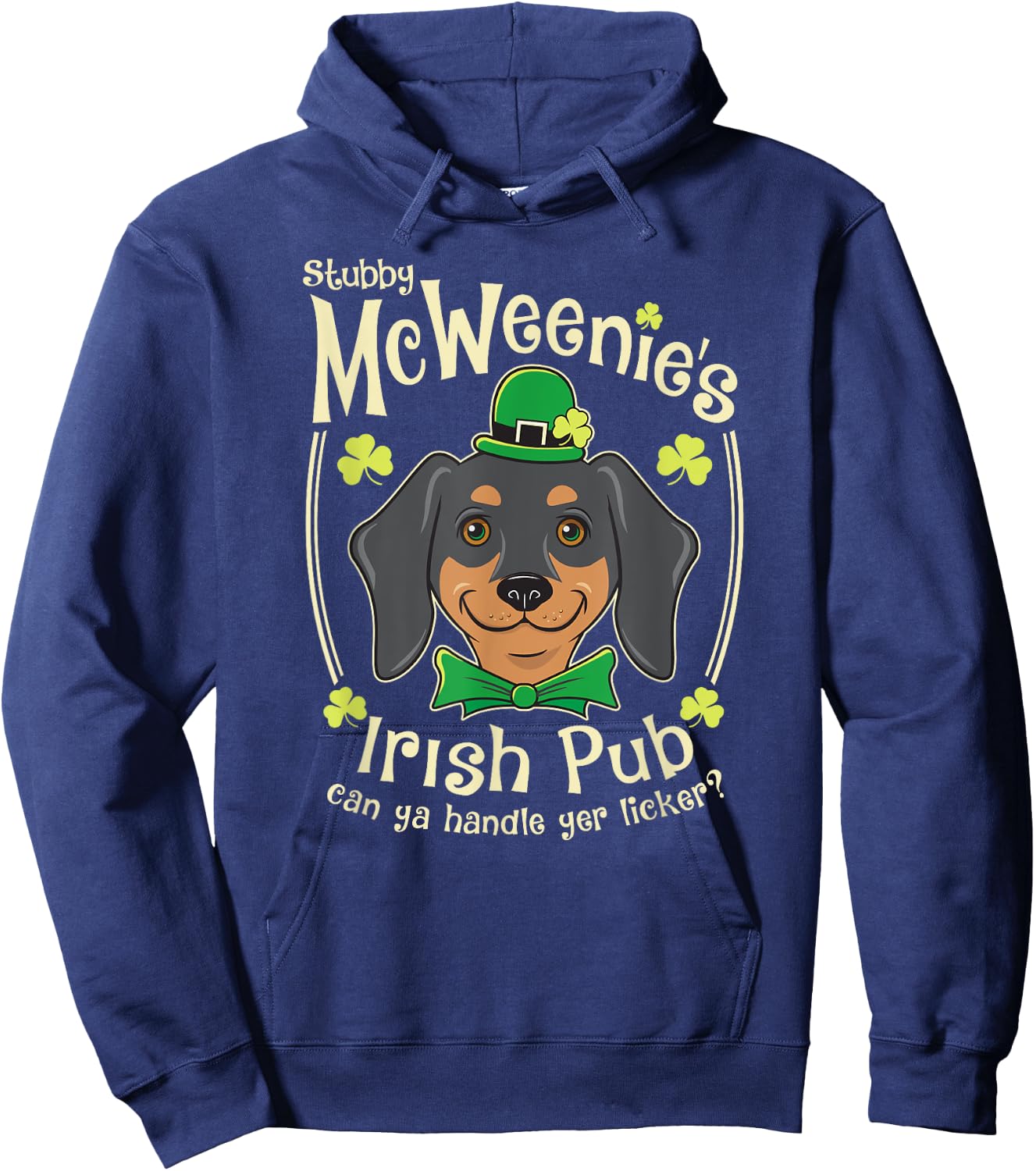 Funny Dachshund St. Patrick's Day Irish Pub Hoodie - Hoodie | Navy
