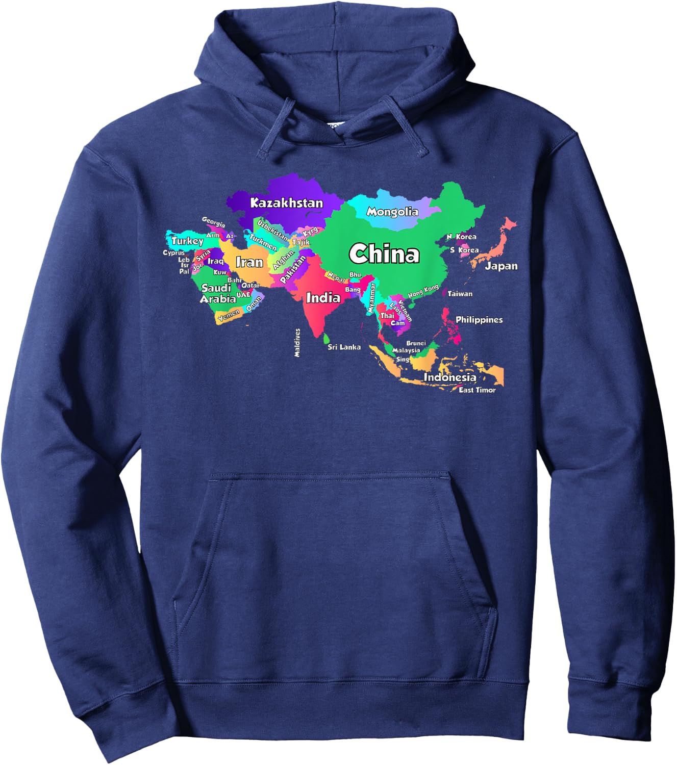 Political map of Asia borders and country names Hoodie - Hoodie | Navy
